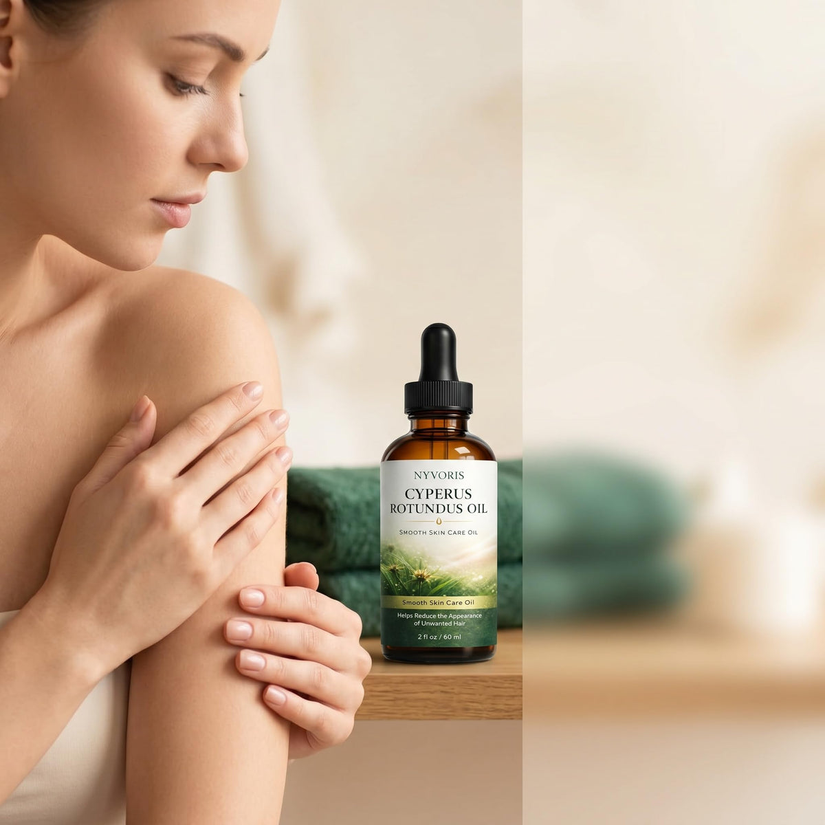 wuliao NYVORIS label and ingredients detail highlighting cold-pressed Cyperus Rotundus