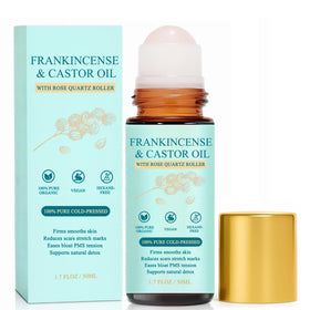 WVJIGE front packaging showing roll-on bottle and rose quartz roller for convenient glow
