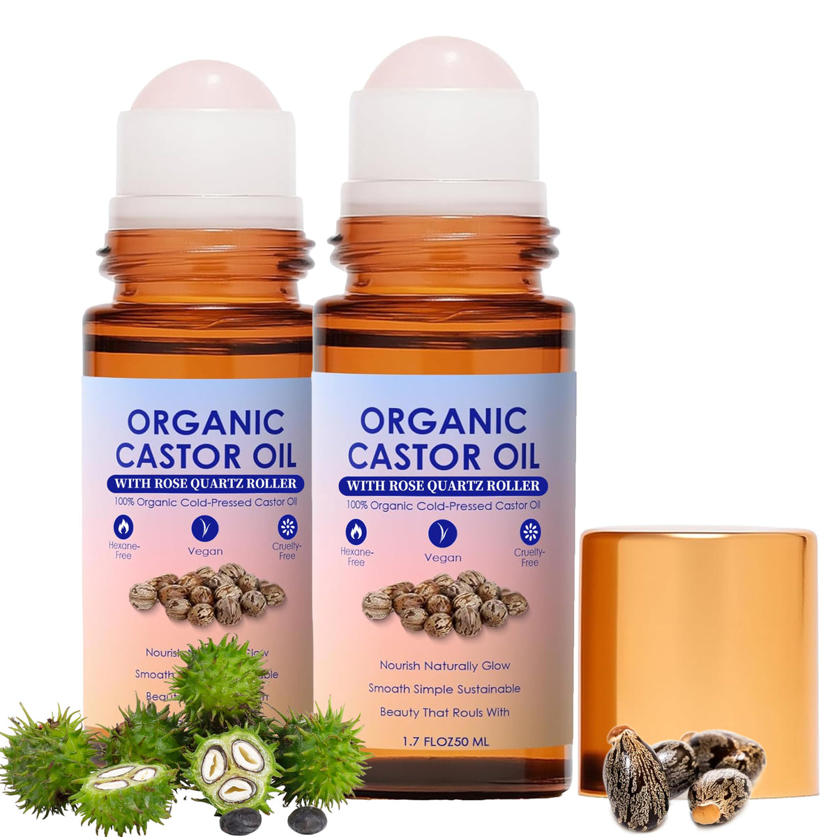 WXZTC front packaging showing dual rose quartz roller bottles benefits precision