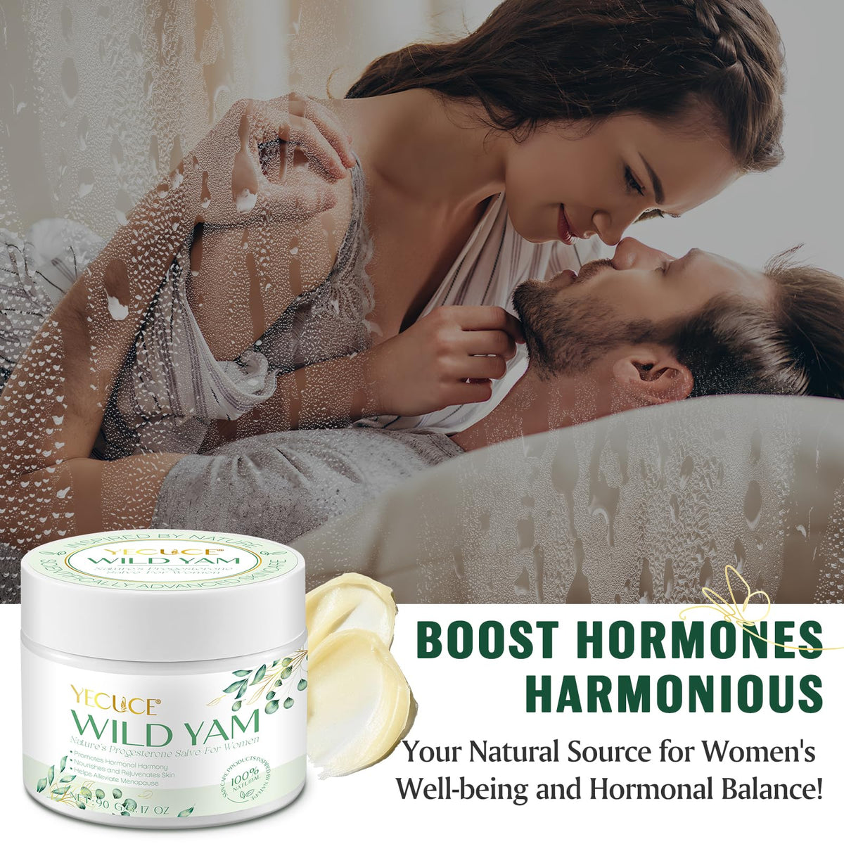 Xaarty jar on bathroom shelf in natural self-care scene