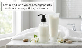 Bottle of DIY serum made with Xalya caffeine powder, showing smooth blend benefit customizable