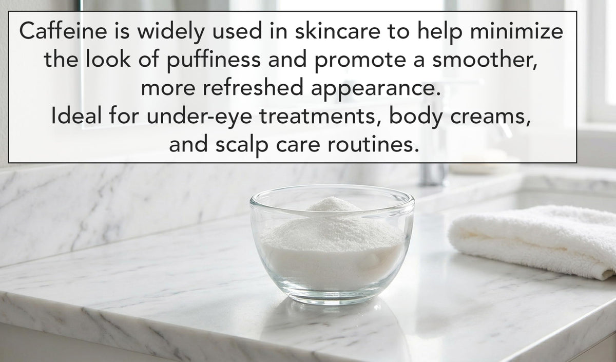 Close-up of Xalya powdered caffeine texture, fine grains for easy mixing benefit precision