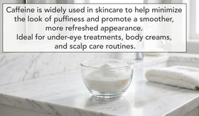 Close-up of Xalya powdered caffeine texture, fine grains for easy mixing benefit precision