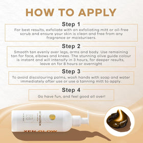 XEN-GLOW applied with mitt for streak-free, even coverage benefit
