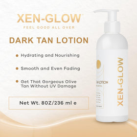 XEN-GLOW lotion texture swirl demonstrating quick-absorbing hydration