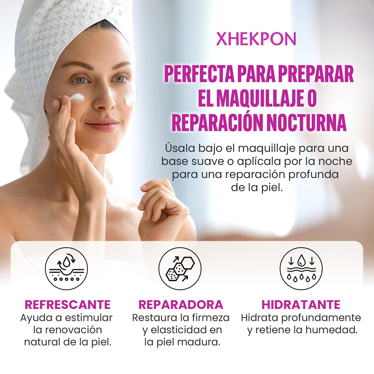 XHEKPON application to neck and décolletage for smoother skin benefit