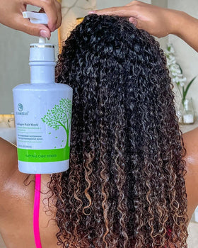 Xiaomoxuan applying mask onto wet hair showing improved detangling and styling prep