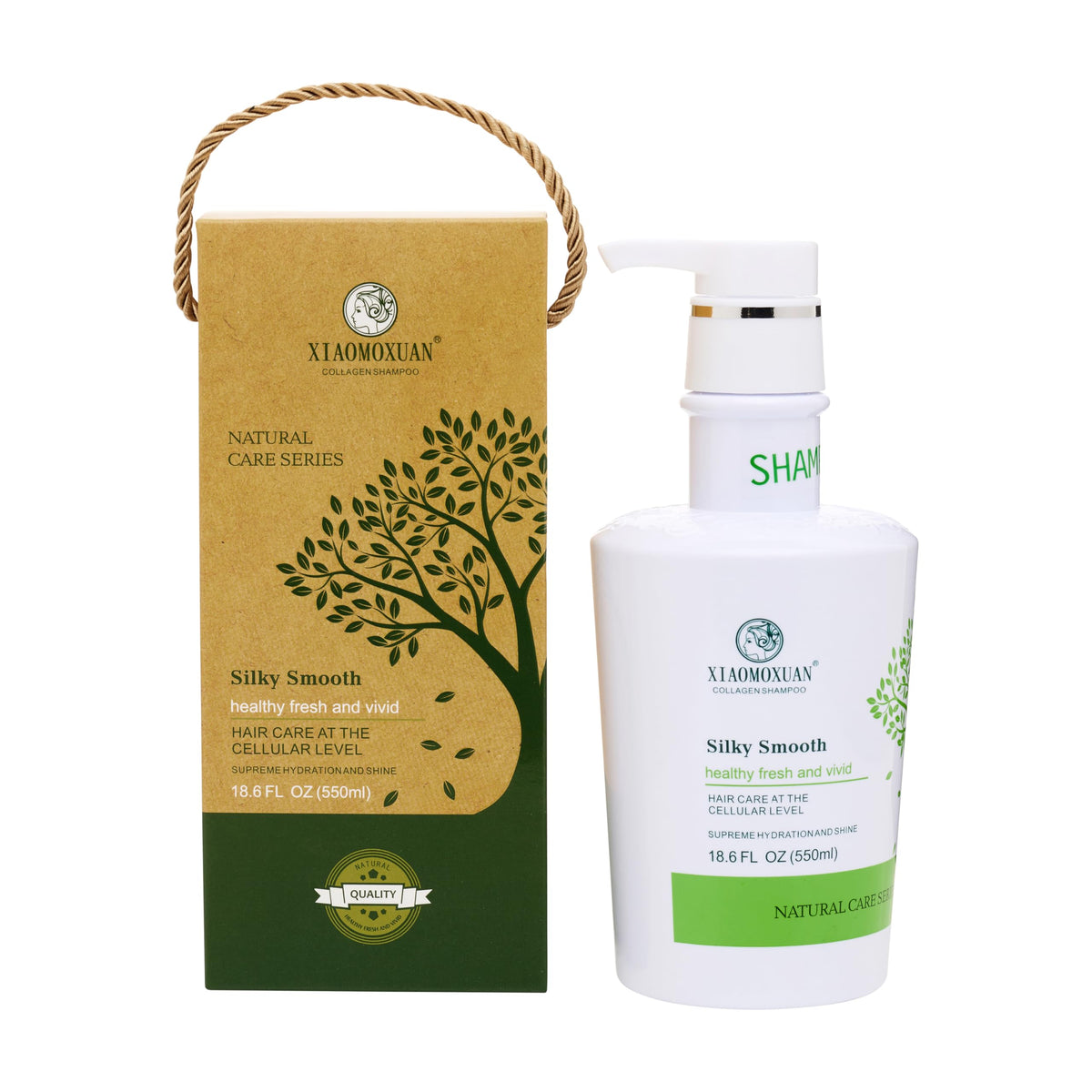 Xiaomoxuan label close-up listing tea tree and collagen benefits