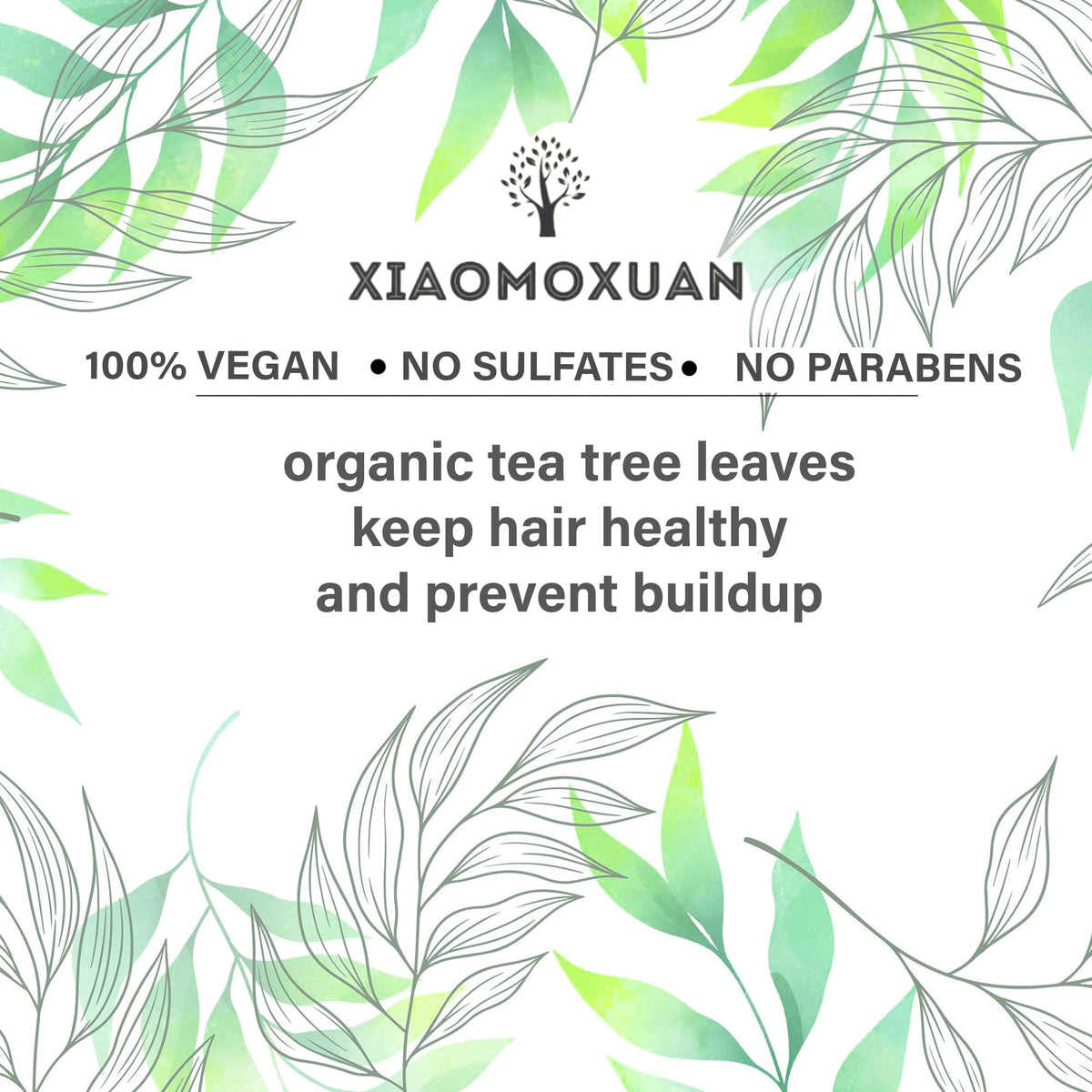 Xiaomoxuan ingredient label close-up highlighting plant collagen and tea tree oil benefits