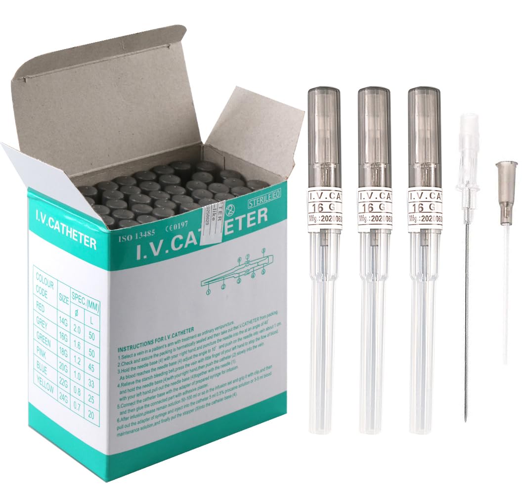 Xiboya textile front packaging showing 50 sealed 16G catheter needles for convenience