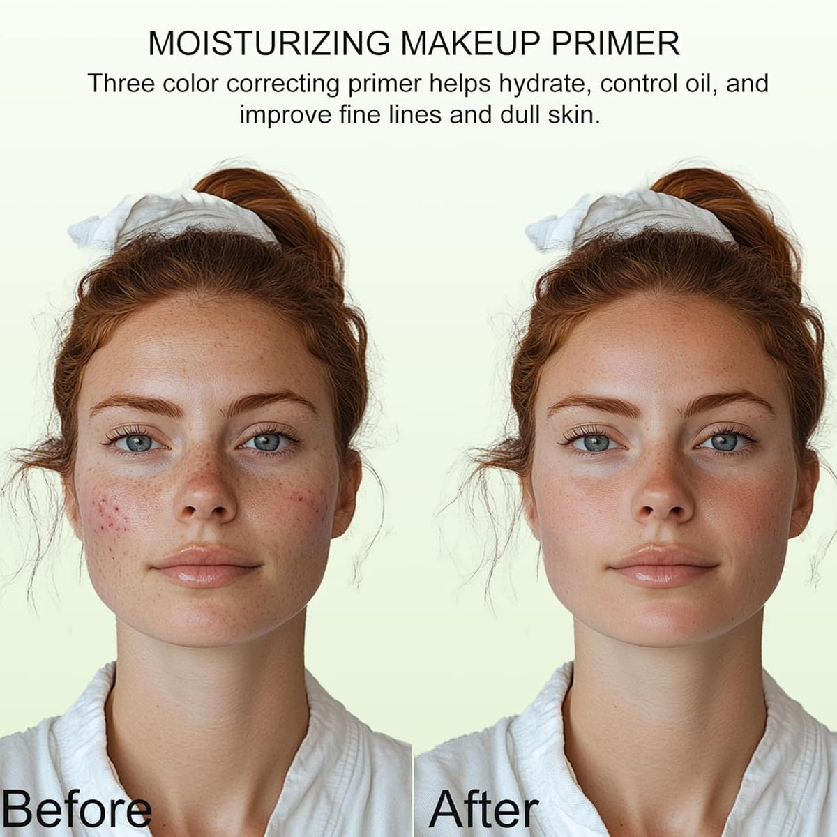 Xiuxixu application before and after on cheek showing blurred imperfections and matte effect
