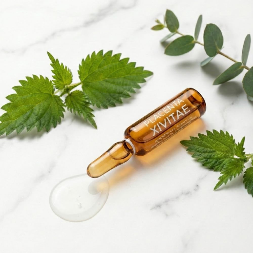 XIVITAE ampoules beside a hand for scale showing compact travel‑friendly benefit