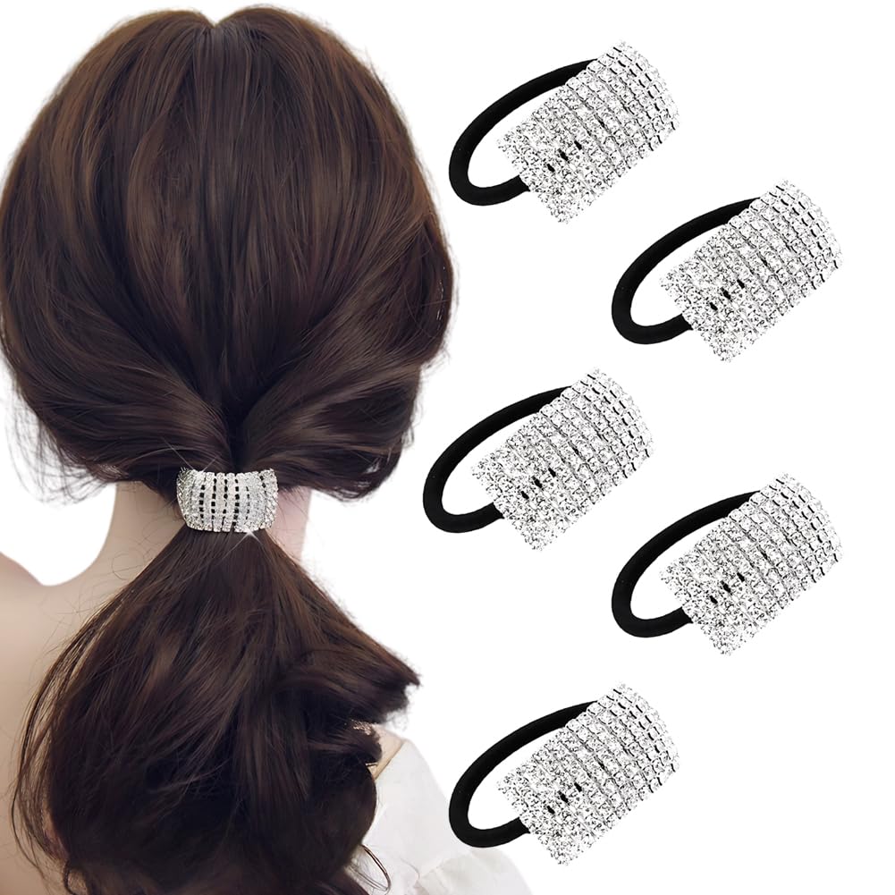 Xiwstar front packaging showing five rhinestone scrunchies and variety