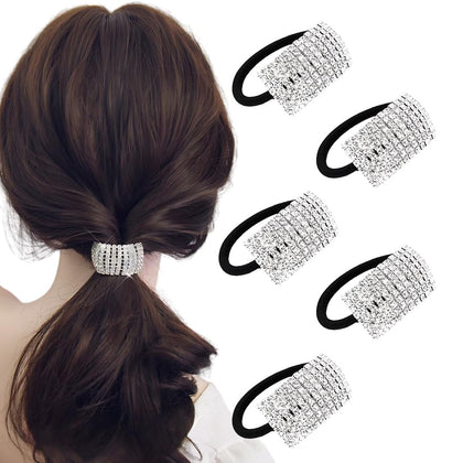 Xiwstar front packaging showing five rhinestone scrunchies and variety