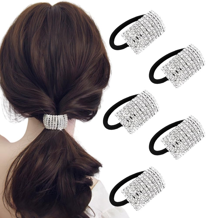 Xiwstar front packaging showing five rhinestone scrunchies and variety