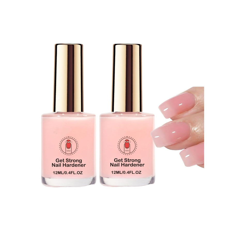 XJBD front packaging showing compact pink strengthener and benefit of firm nails