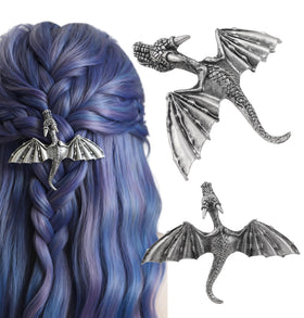 XJYHDY front packaging showing two dragon hair clips, bold gothic accent