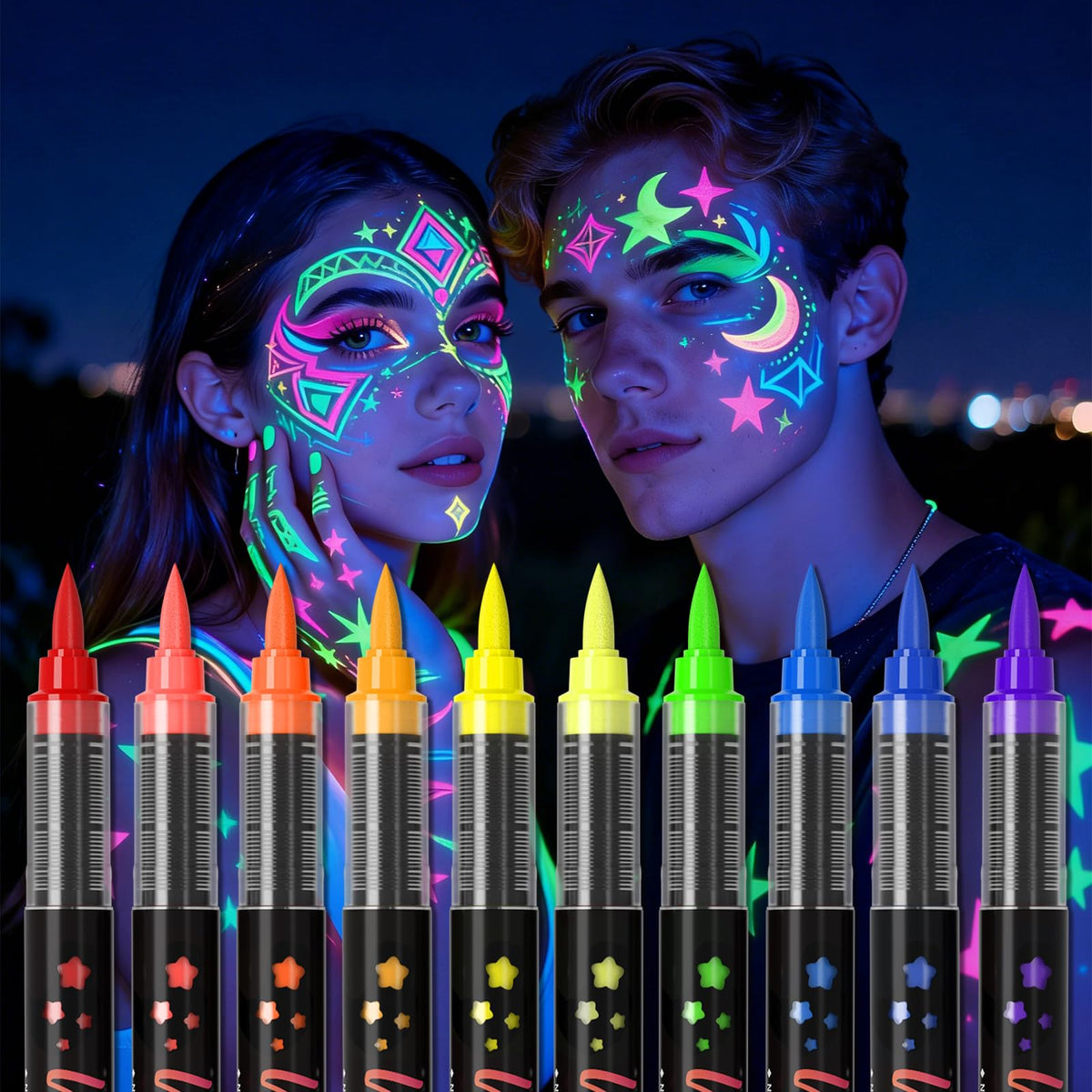 Xkmywhhs front packaging showing ten neon glow pens and benefits