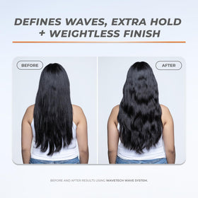 XMONDO being applied to damp hair to create defined waves and volume