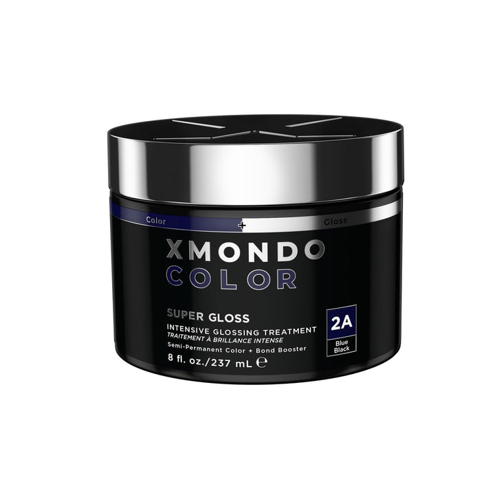 XMONDO bottle front view showing blue-black mask and branding benefit shine
