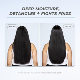 XMONDO mask being applied to damp hair demonstrating easy use and even coverage