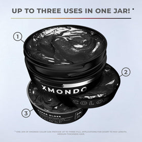 XMONDO open jar glossy surface emphasizing high-shine finish and nourishment