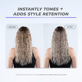 XMONDO application on damp hair demonstrating even distribution and toning benefit