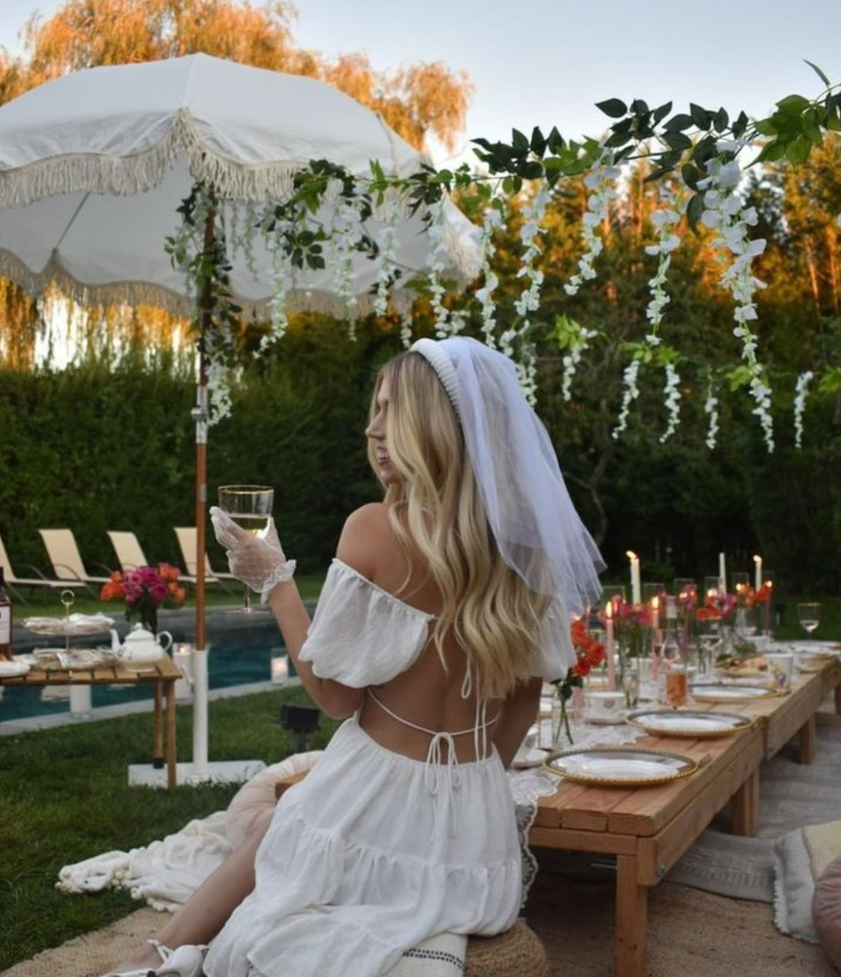 xo, Fetti headband worn by model demonstrating party-ready styling