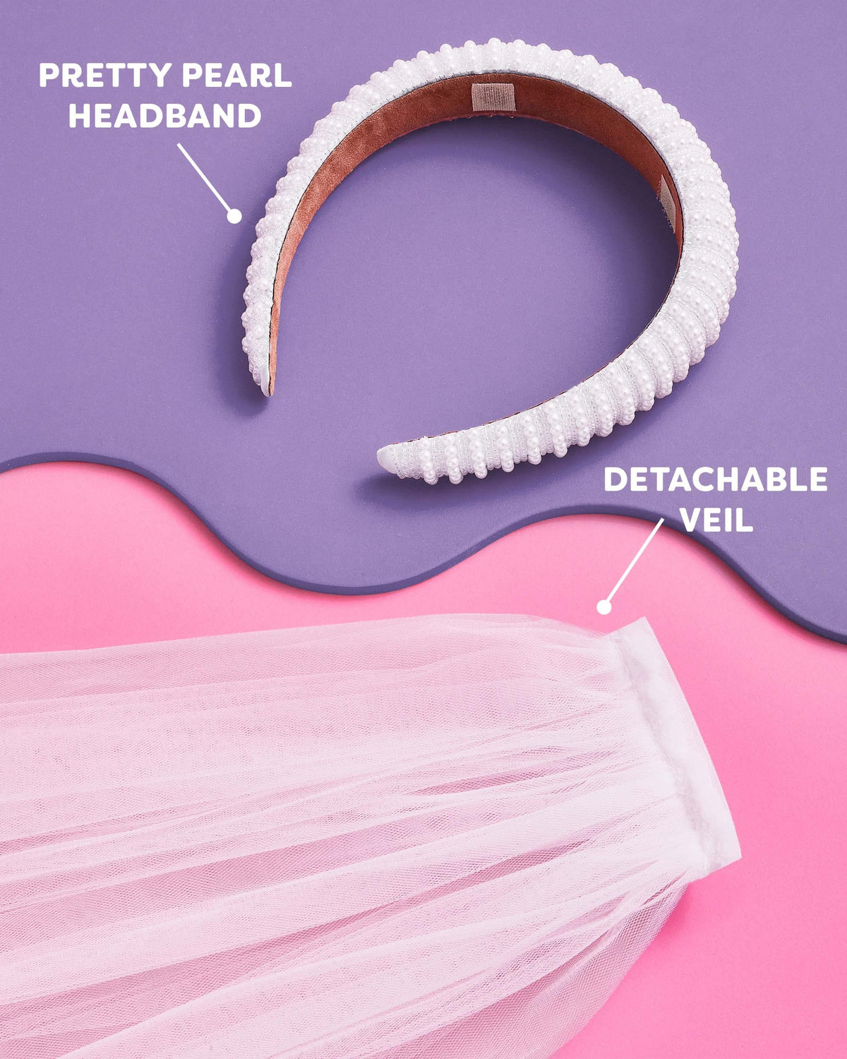 xo, Fetti laid-flat veil showing 20 inch length for flattering coverage