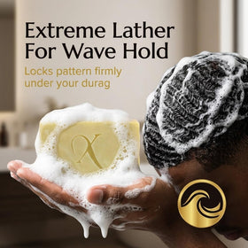 Xotics by Curtis Smith rich lather on hair showing deep cleansing benefit