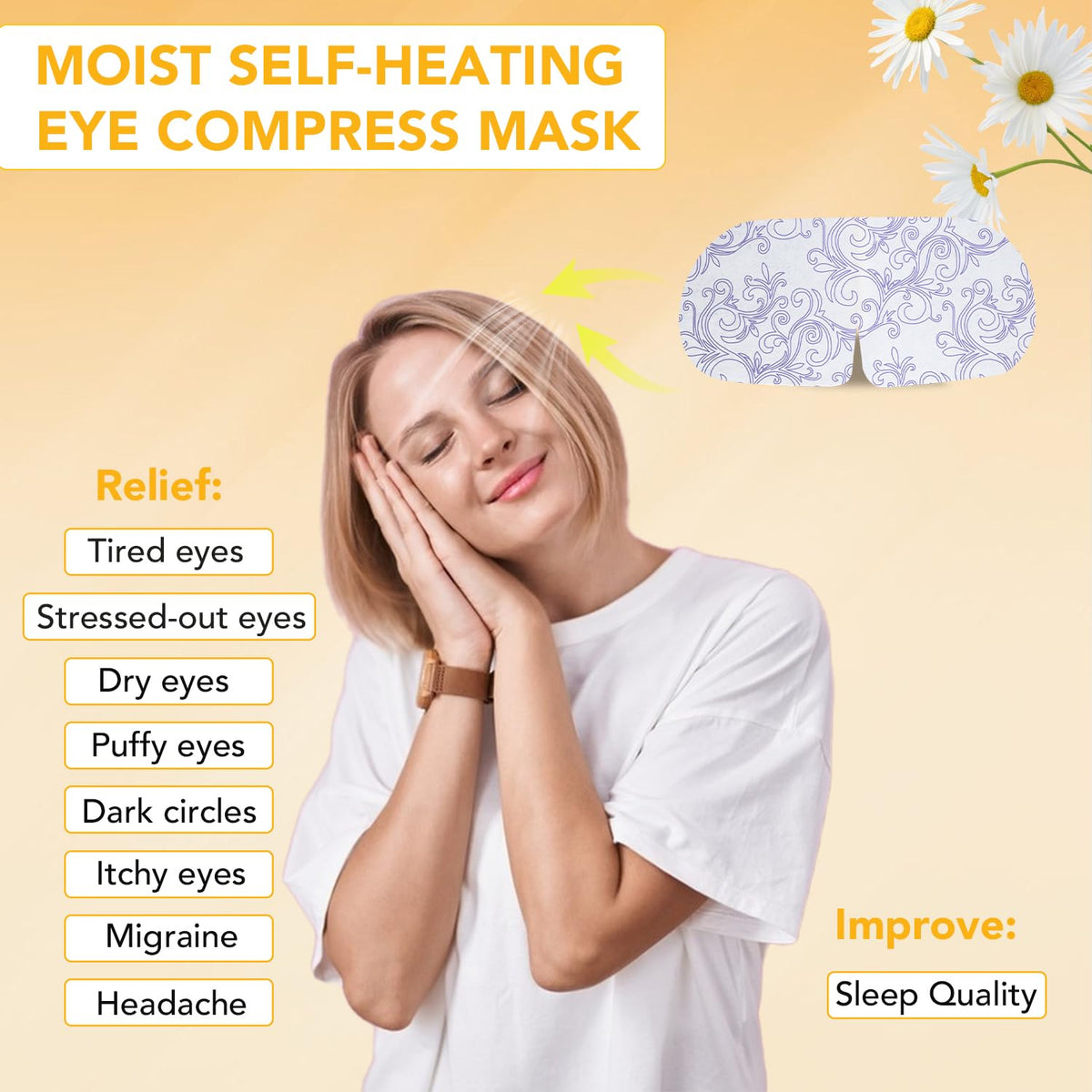 XPCARE chamomile open mask texture close-up showing soft fabric comfort