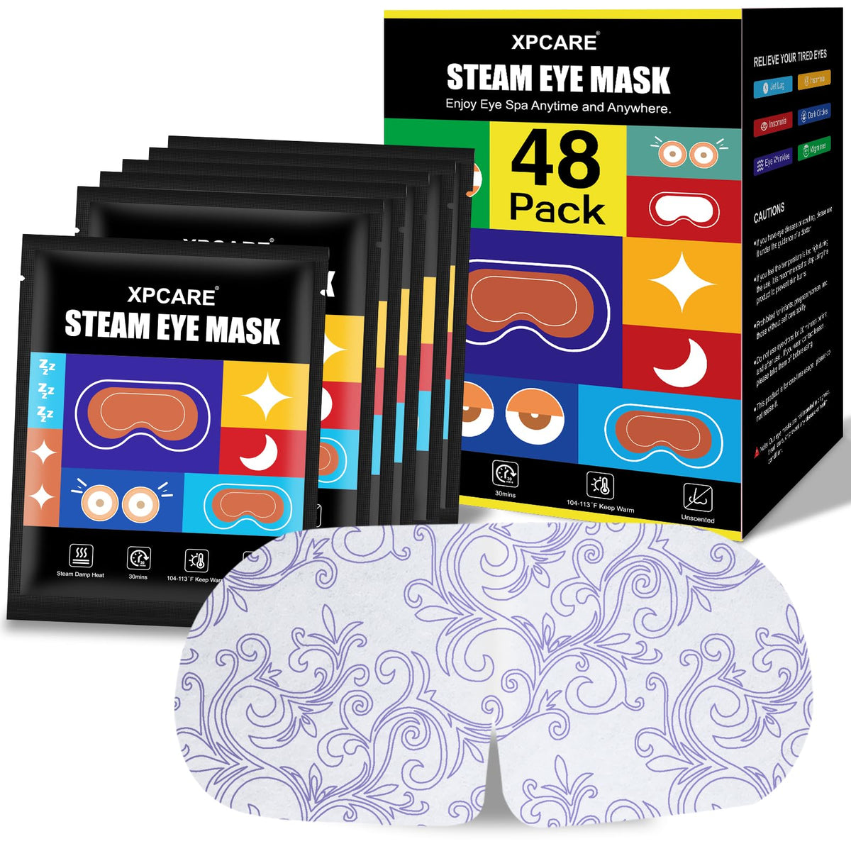 XPCARE front packaging showing 48 masks and storage convenience