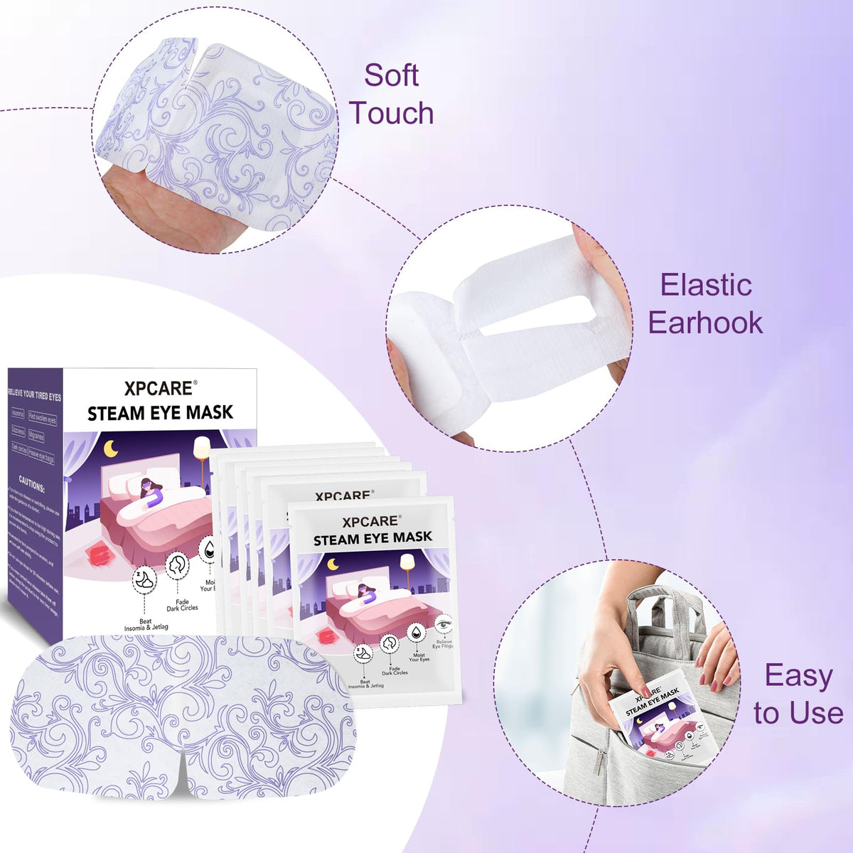 XPCARE mask next to hand showing scale and portability
