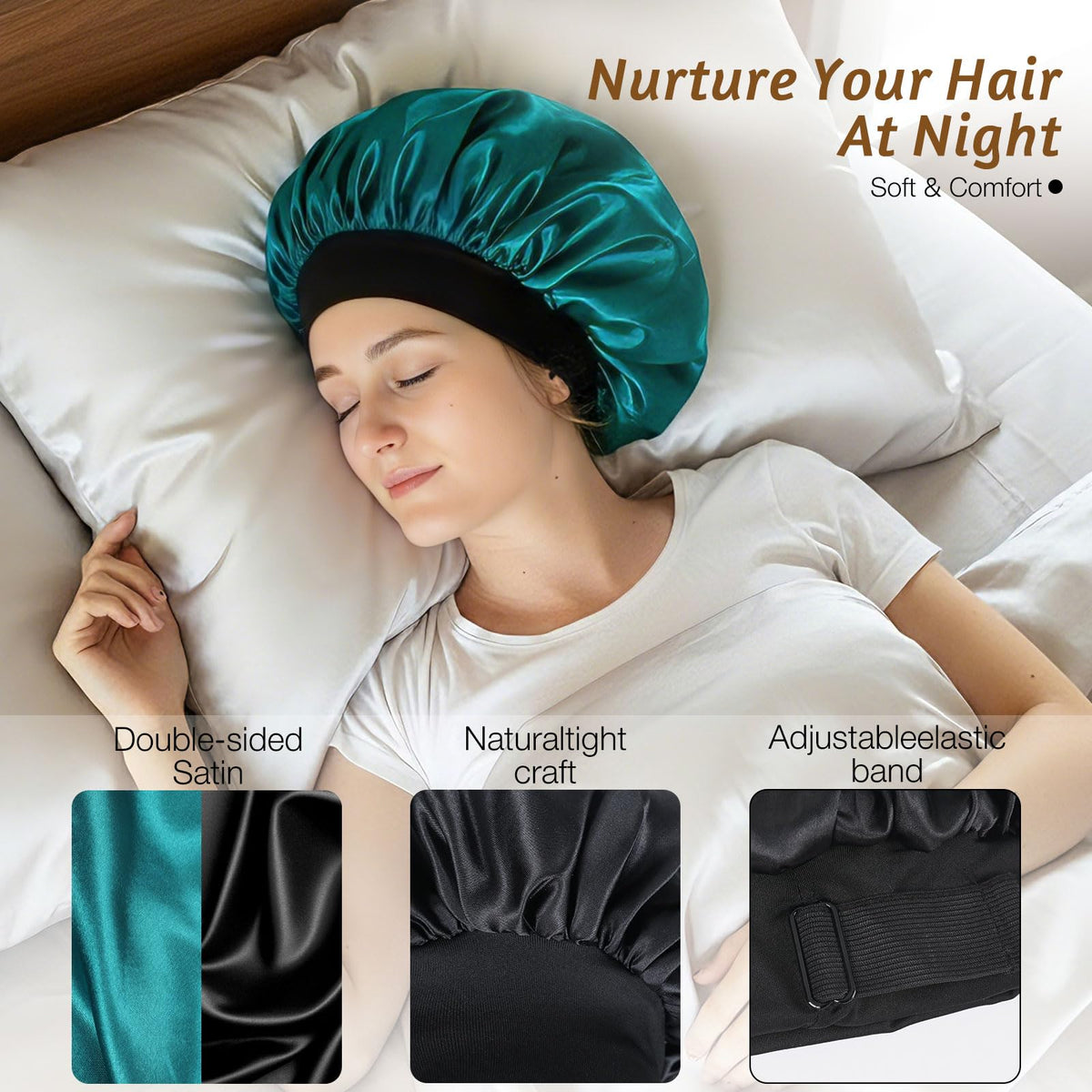 XRACEPHOL bonnet on man with long hair preventing tangles and breakage