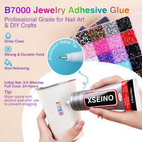 XSEINO close-up of 48 colorful 3mm resin rhinestones demonstrating vibrant sparkle
