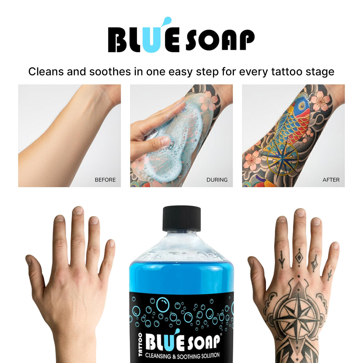 XTREME close-up of diluted blue soap texture highlighting smooth foam and consistency