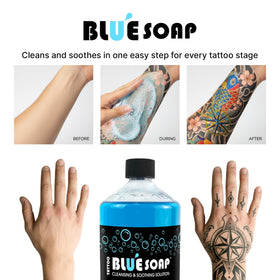 XTREME close-up of diluted blue soap texture highlighting smooth foam and consistency