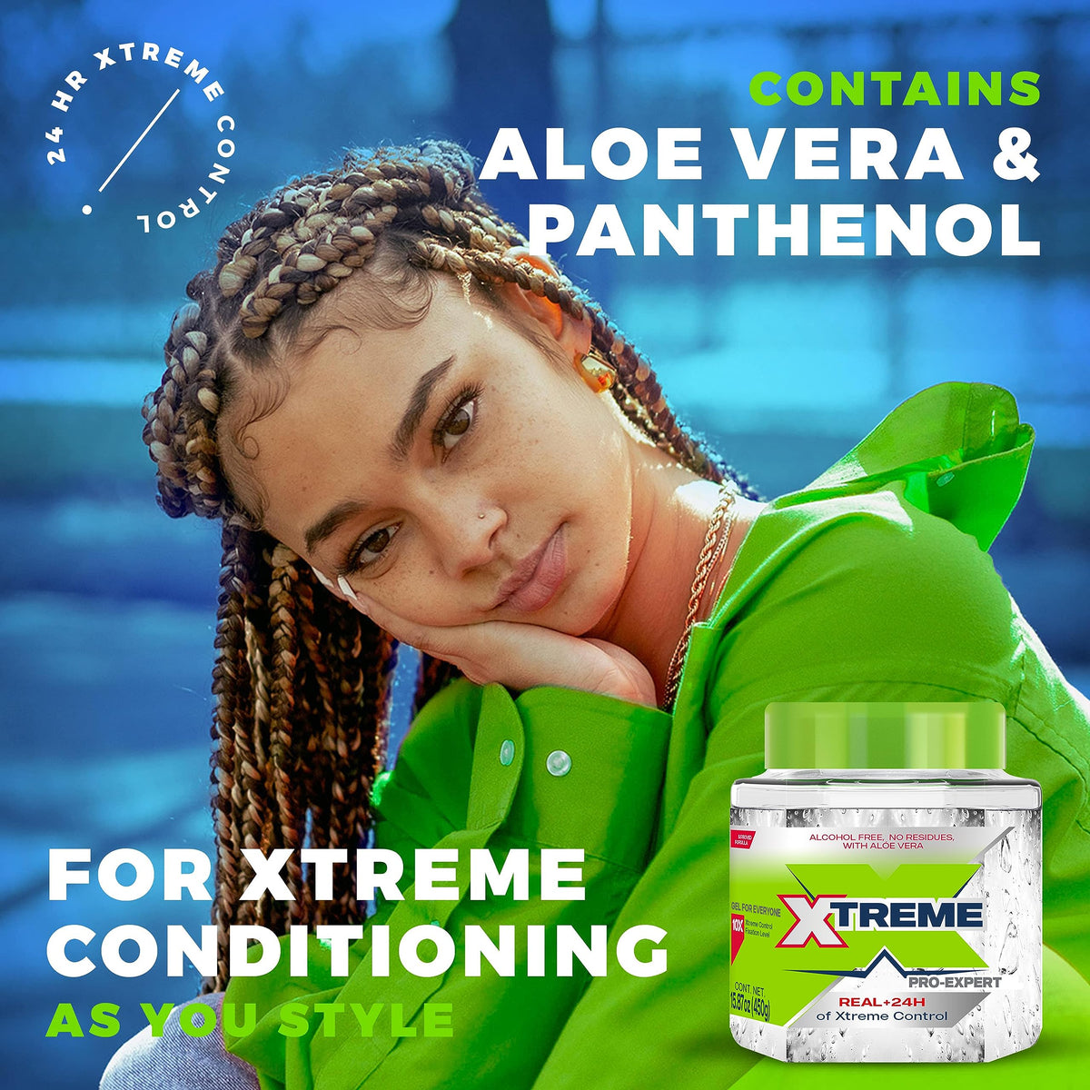 Xtreme ingredient label close-up showing alcohol-free aloe formula