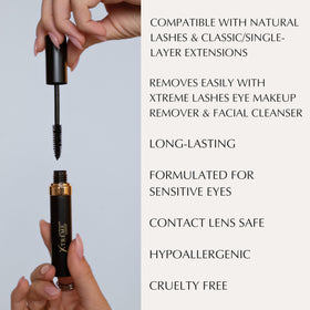 Xtreme Lashes ingredient label closeup showing Vitamin B5 and clean formula
