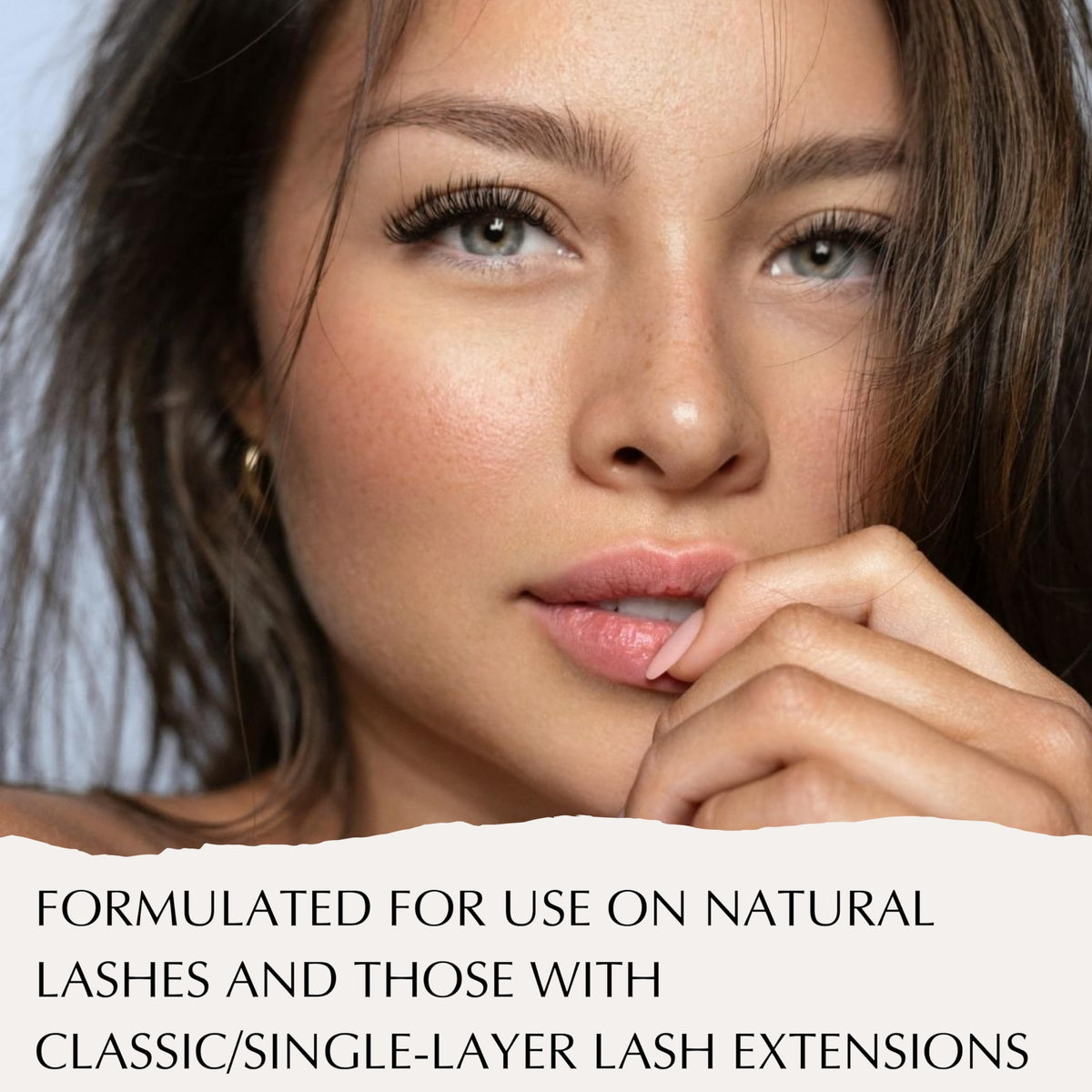 Xtreme Lashes on model with Classic extensions for natural-looking volume