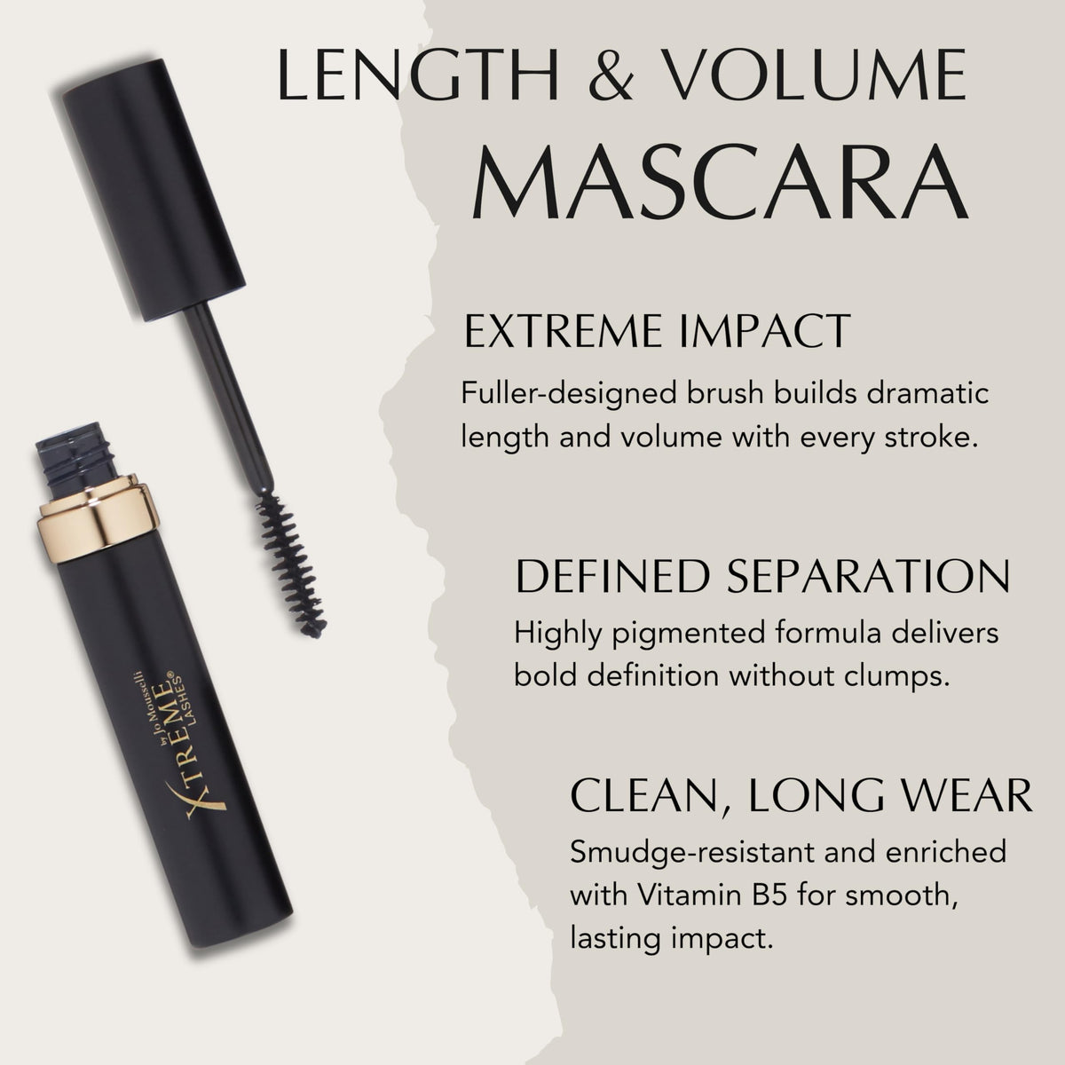 Xtreme Lashes formula texture stroke showing smooth, pigmented finish