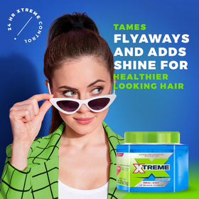 Xtreme jars on salon shelf with stylist using product showing professional reliability benefit