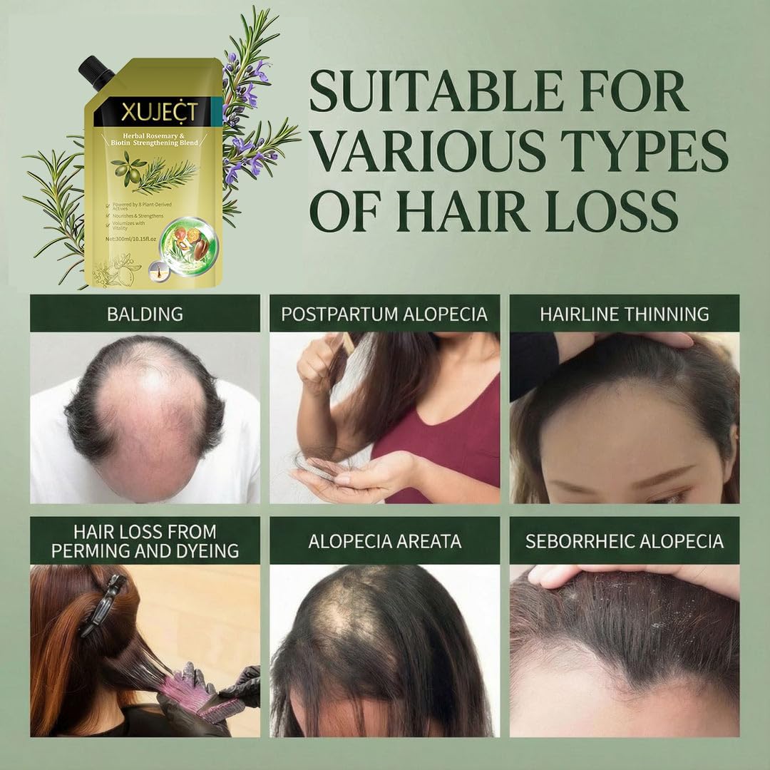 XUJECT before-and-after hair visual showing fuller looking results