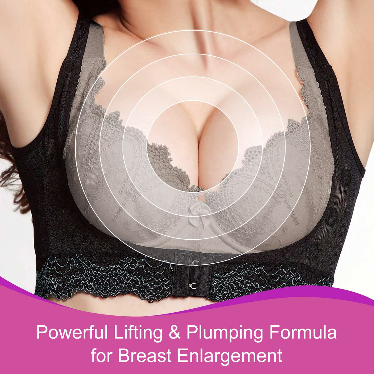XUNIQ applying cream in use for targeted breast massage and firmness