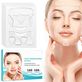 XUNIQ front packaging showing 160 reusable silicone wrinkle patches benefits