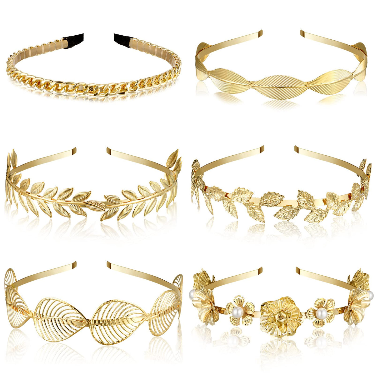 XunYee front view showing six gold headbands, clear styling options