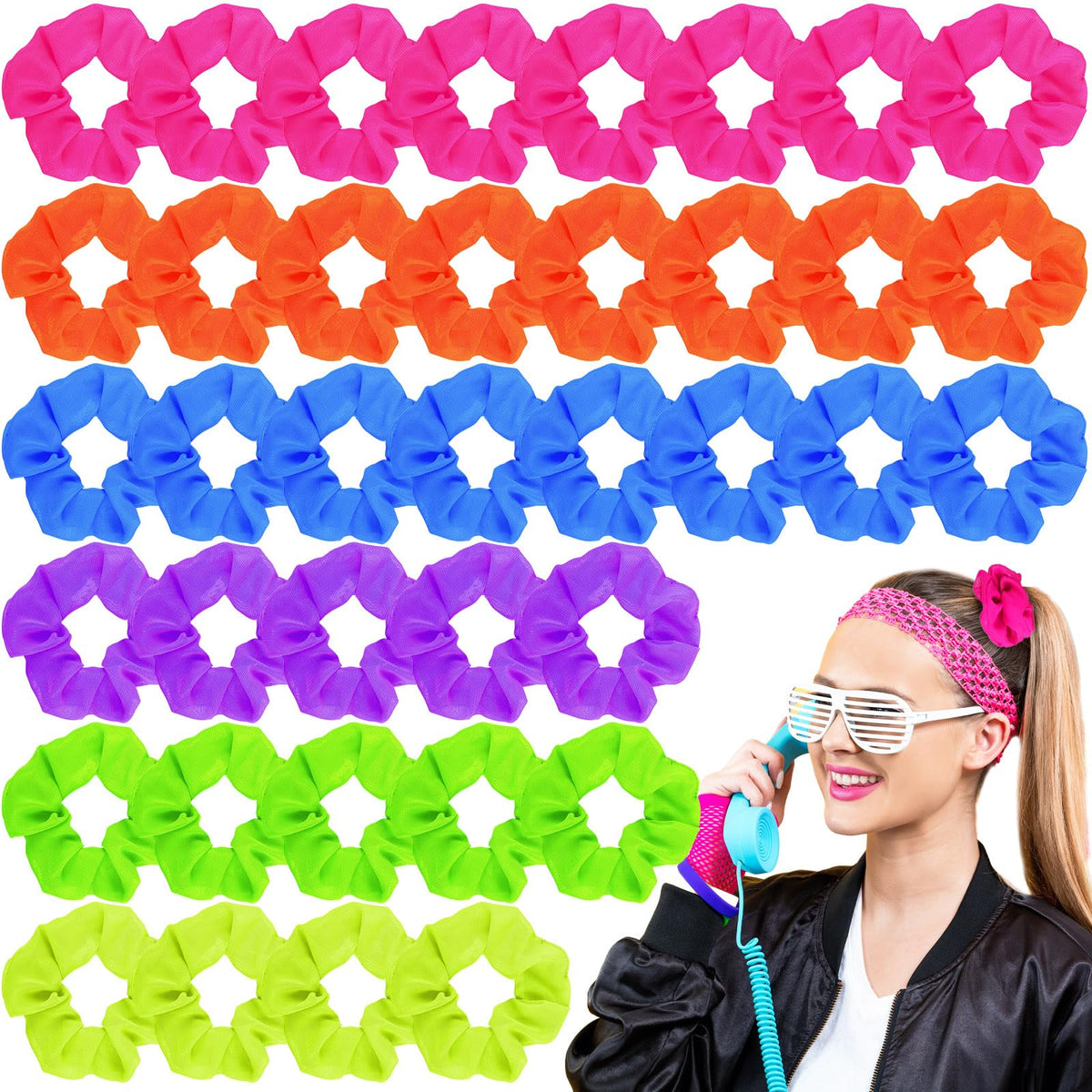 XunYee front packaging showing 48 neon scrunchies for colorful styling