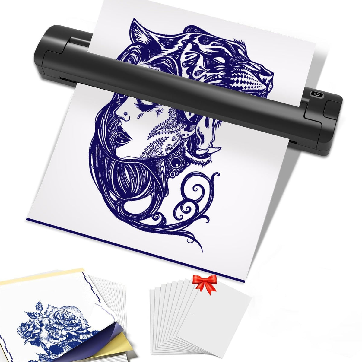 XWKOXWK front view of compact stencil printer showing buttons and paper slot, convenient portability