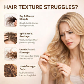 XYJIAXI argan oil droplet on hair strand showing shine benefit