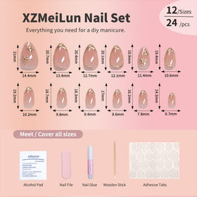 XZMeiLun application kit with jelly stickers, liquid glue, file and wooden stick for ease